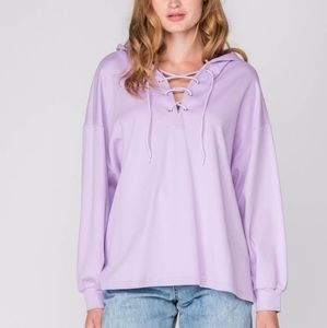 💜 Lavender Lace-up Hoodie NWT